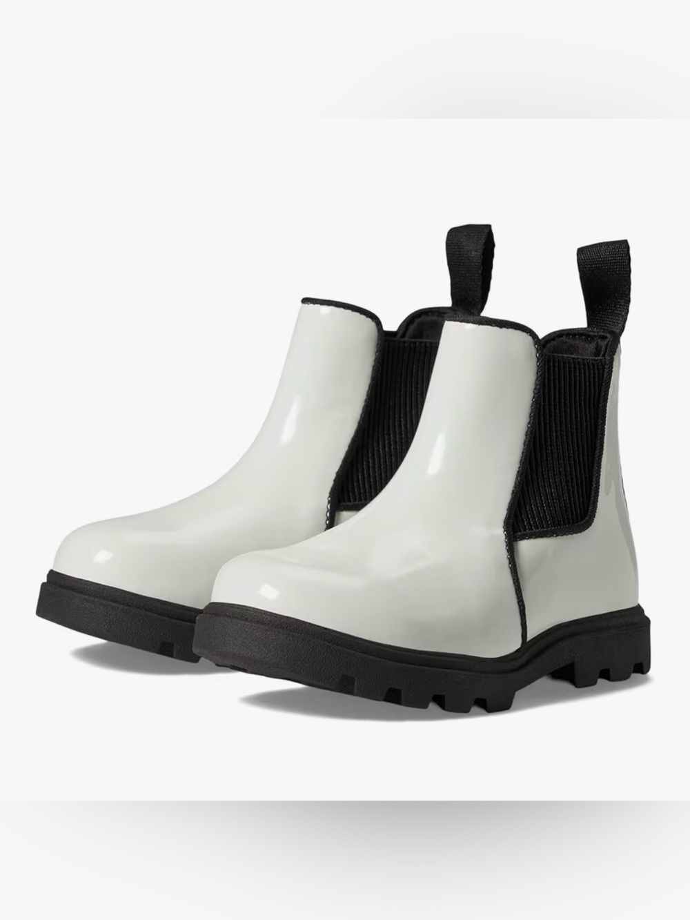 Native Shoes Kids Kensington Treklite Gloss‎ Chelsea Boots White Black Size 4